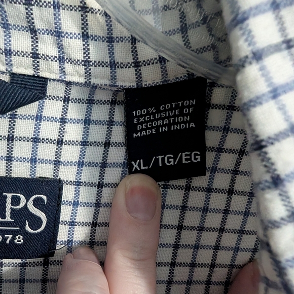 Chaps Men's Black and White Checkered Shirt Size X-Large (EUC) - Picture 4 of 11